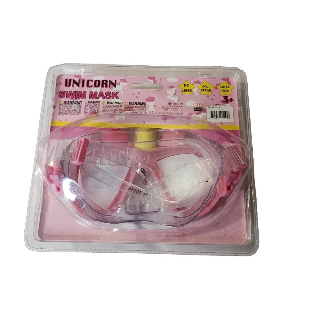 Swim Mask Unicorn Kids Adjustable Latex Free PC Lens 3yr +